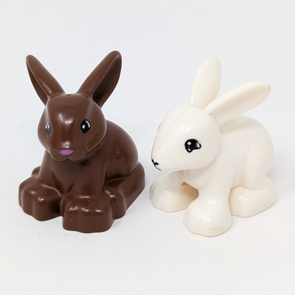 Lego Duplo Bunny Rabbits Animals Brown White - Picture 1 of 3